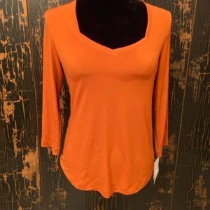 Doncaster Square Neckline Long Sleeve Tee NWT Sz S